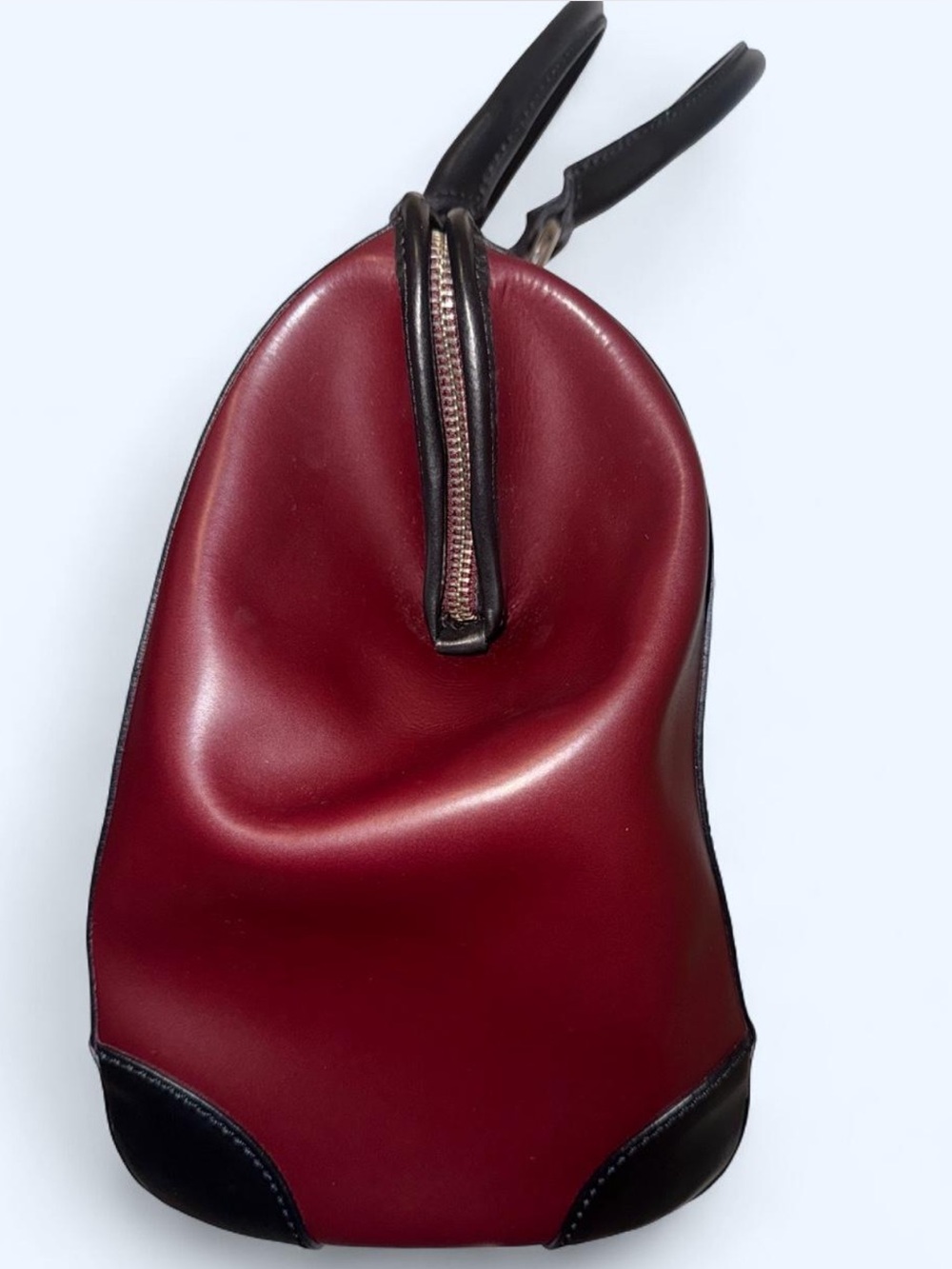 Iacucci Burgundy and Black Top-Handle Leather Tote - Picture 5 of 8